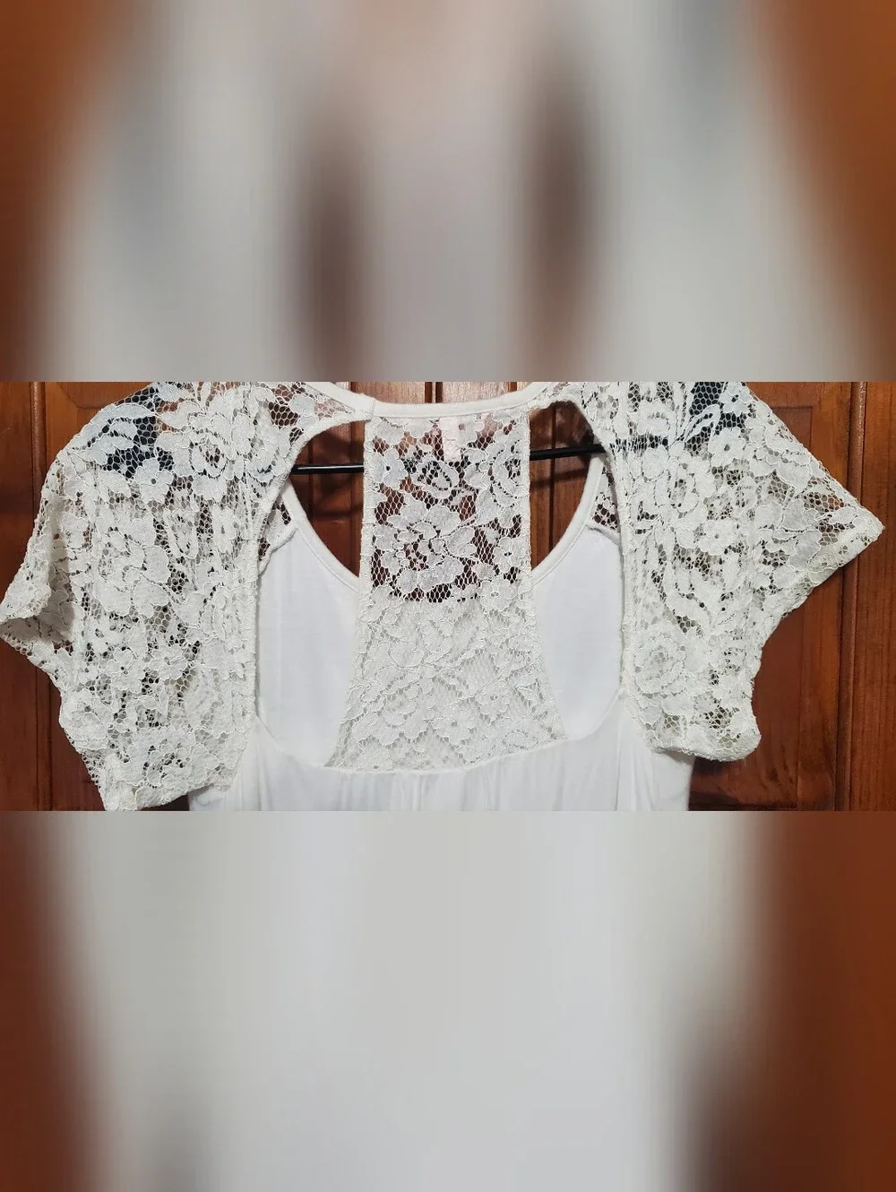 Victoria's Secret White T-Shirt DressWith Lace "T-back" & Lace Sleeves - Picture 3 of 4